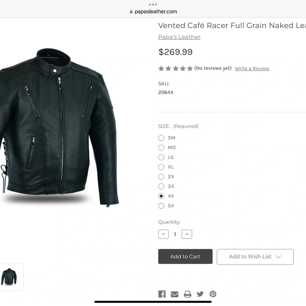 Papa’s Oklahoma Leather Motorcycle Jacket with zipout lining - Picture 3 of 10